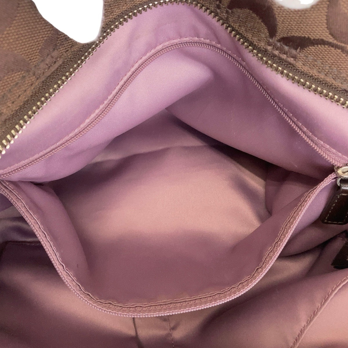 12087
COACH コーチ シグネチャー ブラウン シルバー金具 キャンバス トートバッグ ショルダーバッグ  レディース AB5