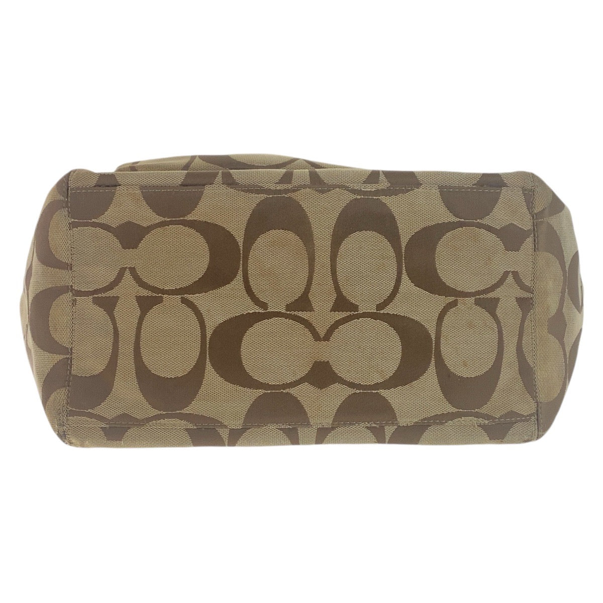 12086
 COACH Signature Brown Beige Silver Hardware Canvas/Leather Tote Bag Shoulder Bag for Women