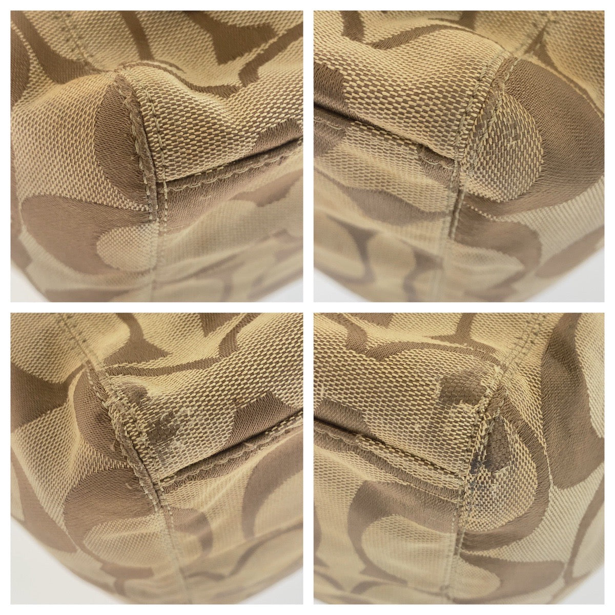 12086
 COACH Signature Brown Beige Silver Hardware Canvas/Leather Tote Bag Shoulder Bag for Women