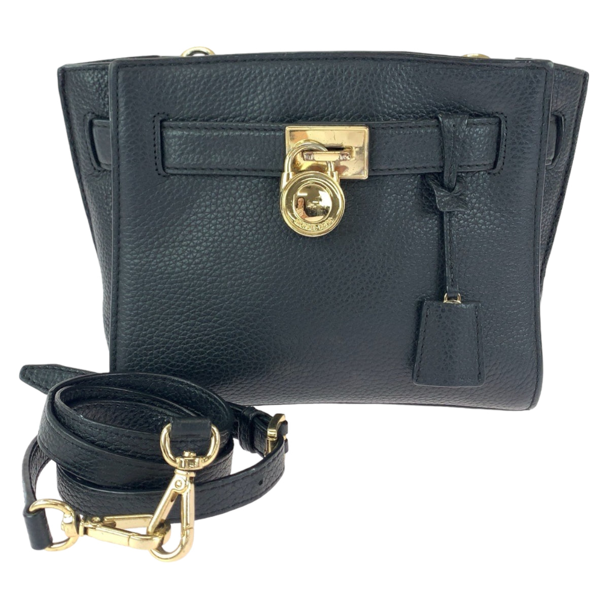 112084
Michael Kors マイケルコース ハミルトン トラベラー ブラック 黒 ゴールド金具 レザー ショルダーバッグ 斜め掛け可能  レディース