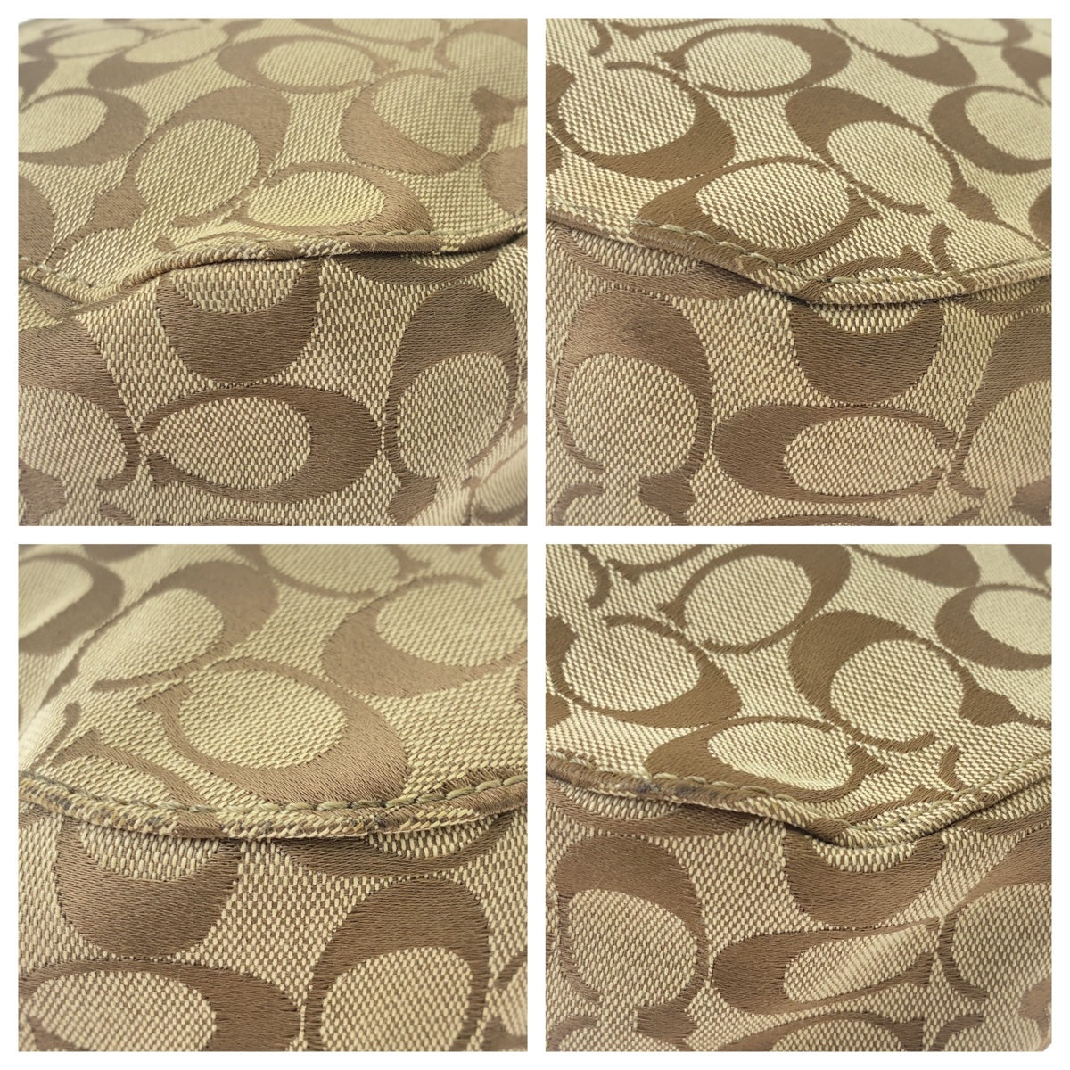 12083
 
COACH Signature Gold Beige Silver Hardware Canvas/Leather Shoulder Bag Pochette Women's