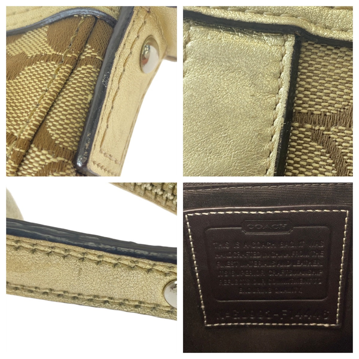 12083
 
COACH Signature Gold Beige Silver Hardware Canvas/Leather Shoulder Bag Pochette Women's