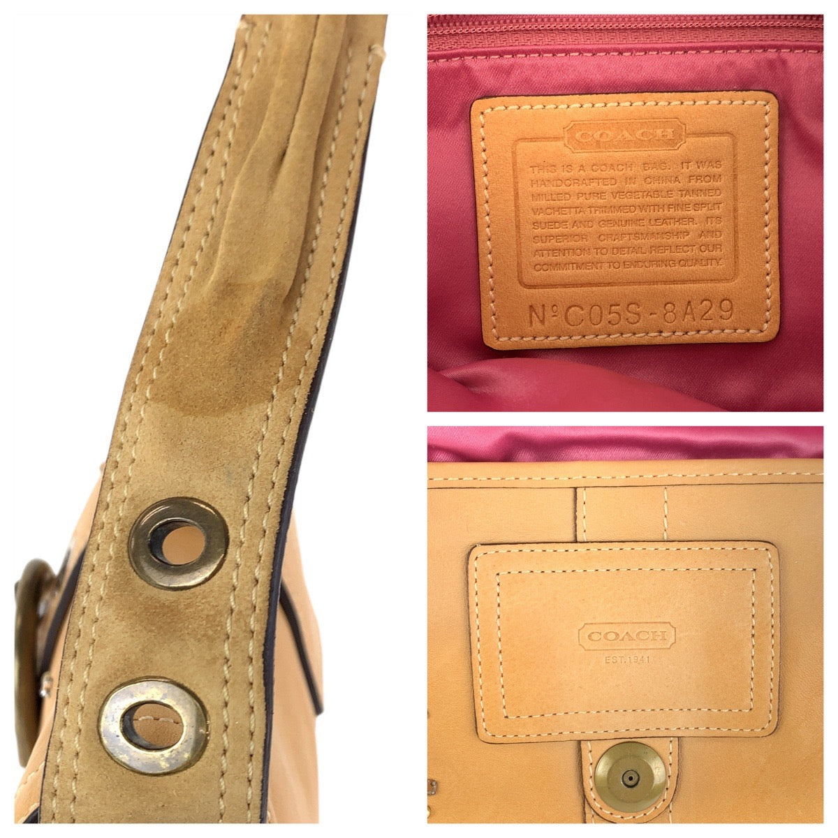 COACH コーチ ベージュ キャメル ゴールド金具 レザー C05S-8A29 ショルダーバッグ  レディース