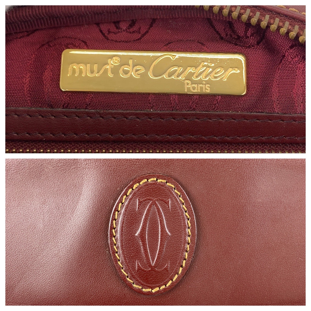 12082
CARTIER カルティエ マストライン ワインレッド ボルドー ゴールド金具 レザー 斜め掛け ショルダーバッグ  レディース