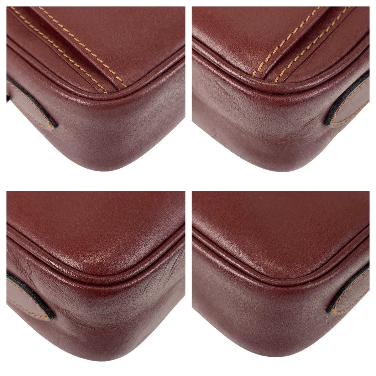 12082
CARTIER カルティエ マストライン ワインレッド ボルドー ゴールド金具 レザー 斜め掛け ショルダーバッグ  レディース