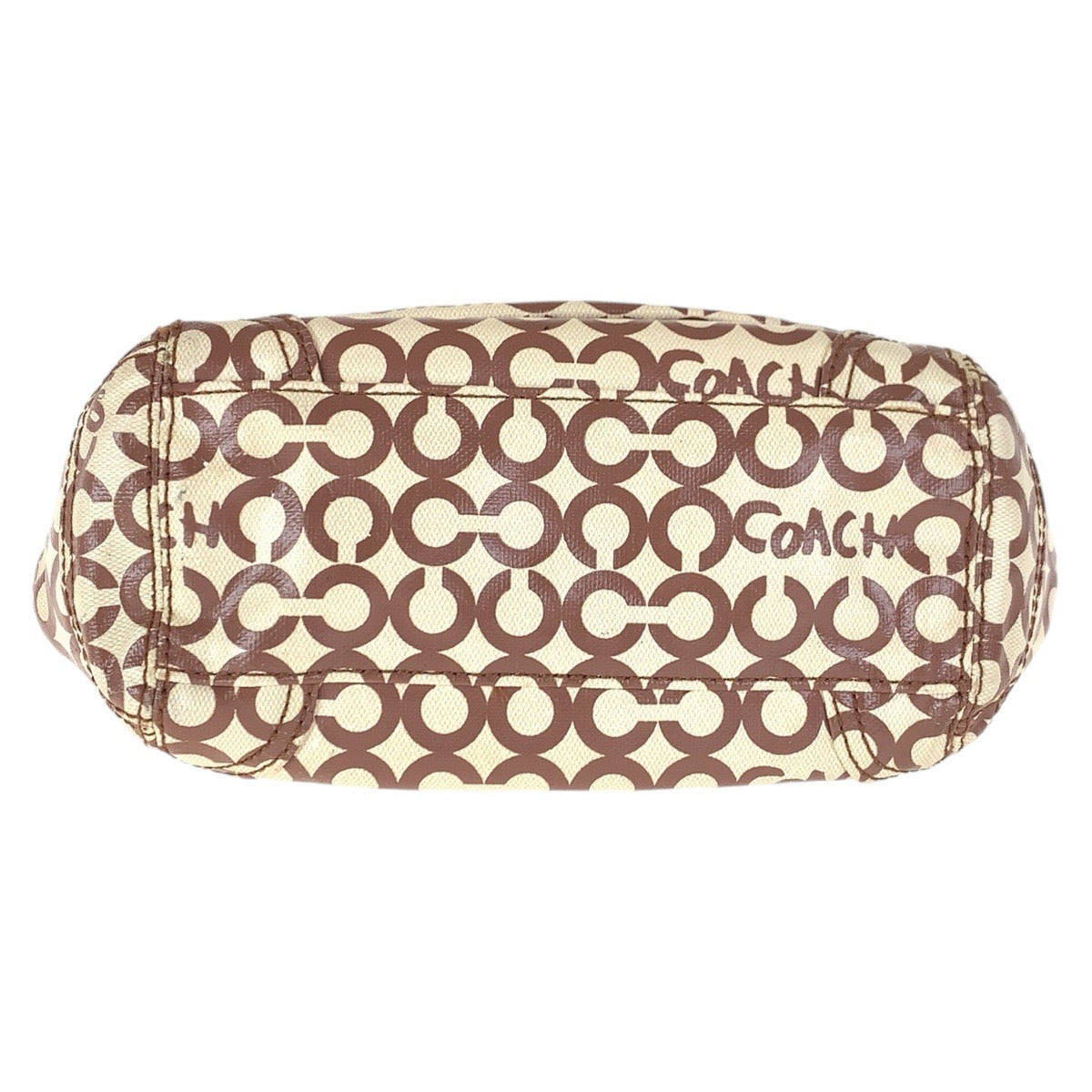 COACH コーチ オプアート ベージュ ブラウン シルバー金具 コーティングキャンバス / レザー K0869-13141 トートバッグ ショルダーバッグ  レディース AB5