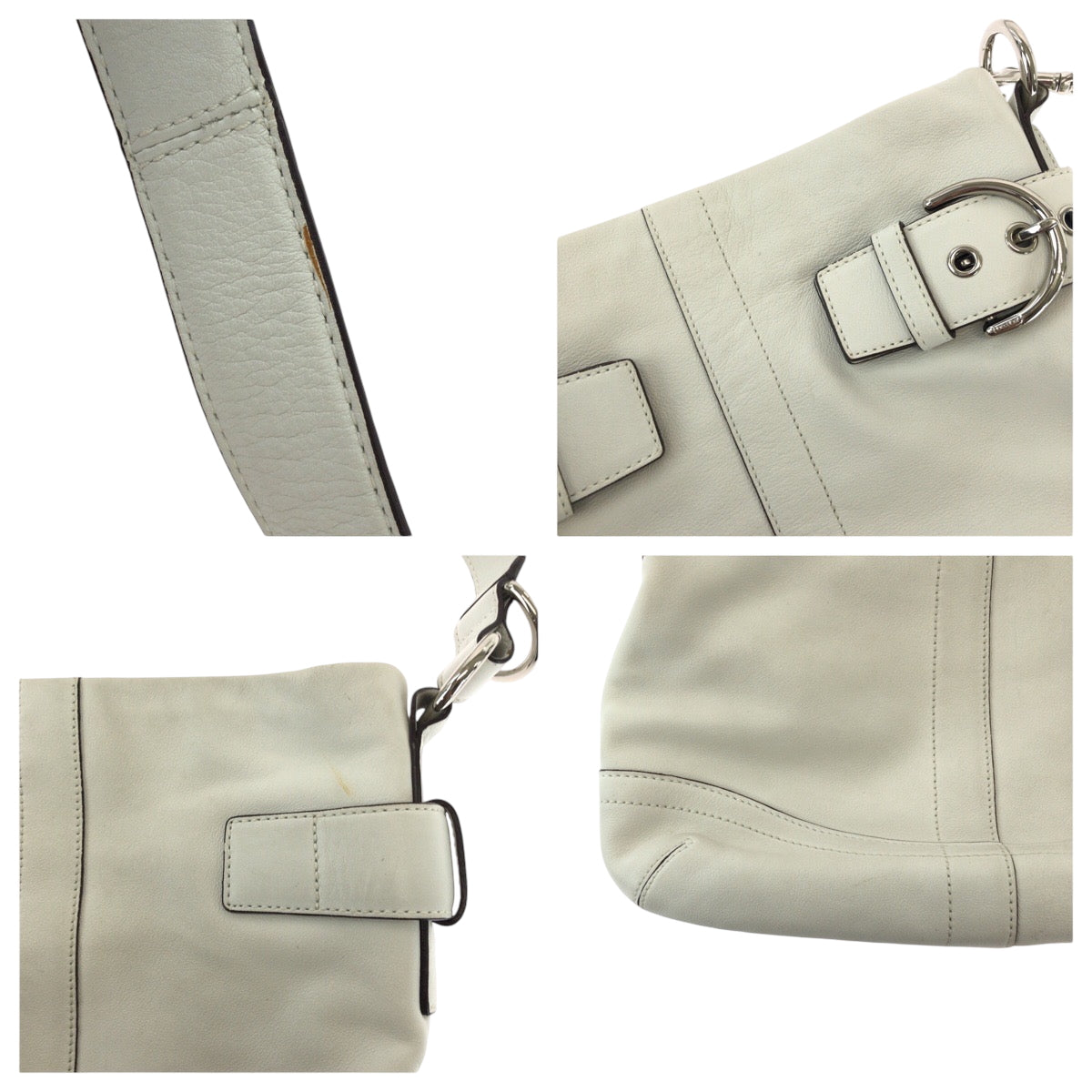 COACH コーチ ホワイト シルバー金具 レザー 1452 ショルダーバッグ  レディース ABP5