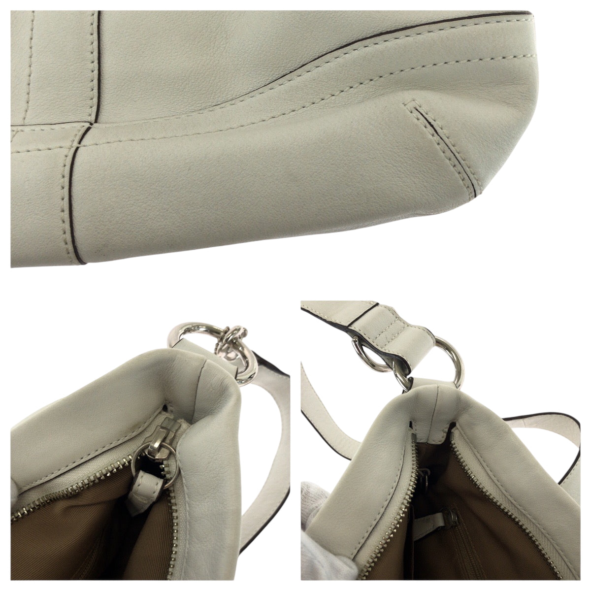 COACH コーチ ホワイト シルバー金具 レザー 1452 ショルダーバッグ  レディース ABP5