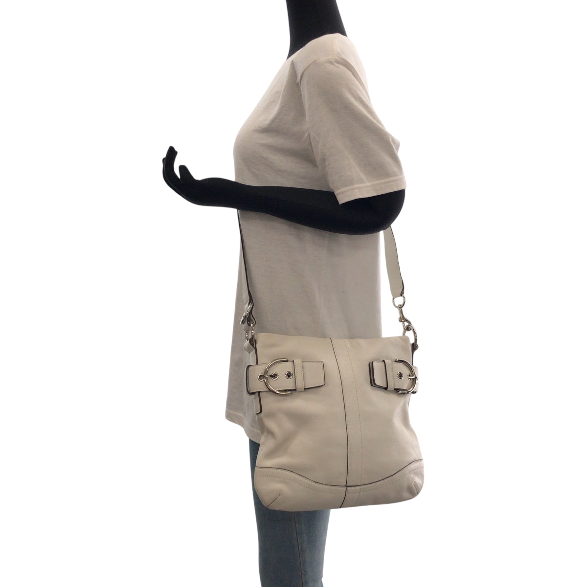 COACH コーチ ホワイト シルバー金具 レザー 1452 ショルダーバッグ  レディース ABP5