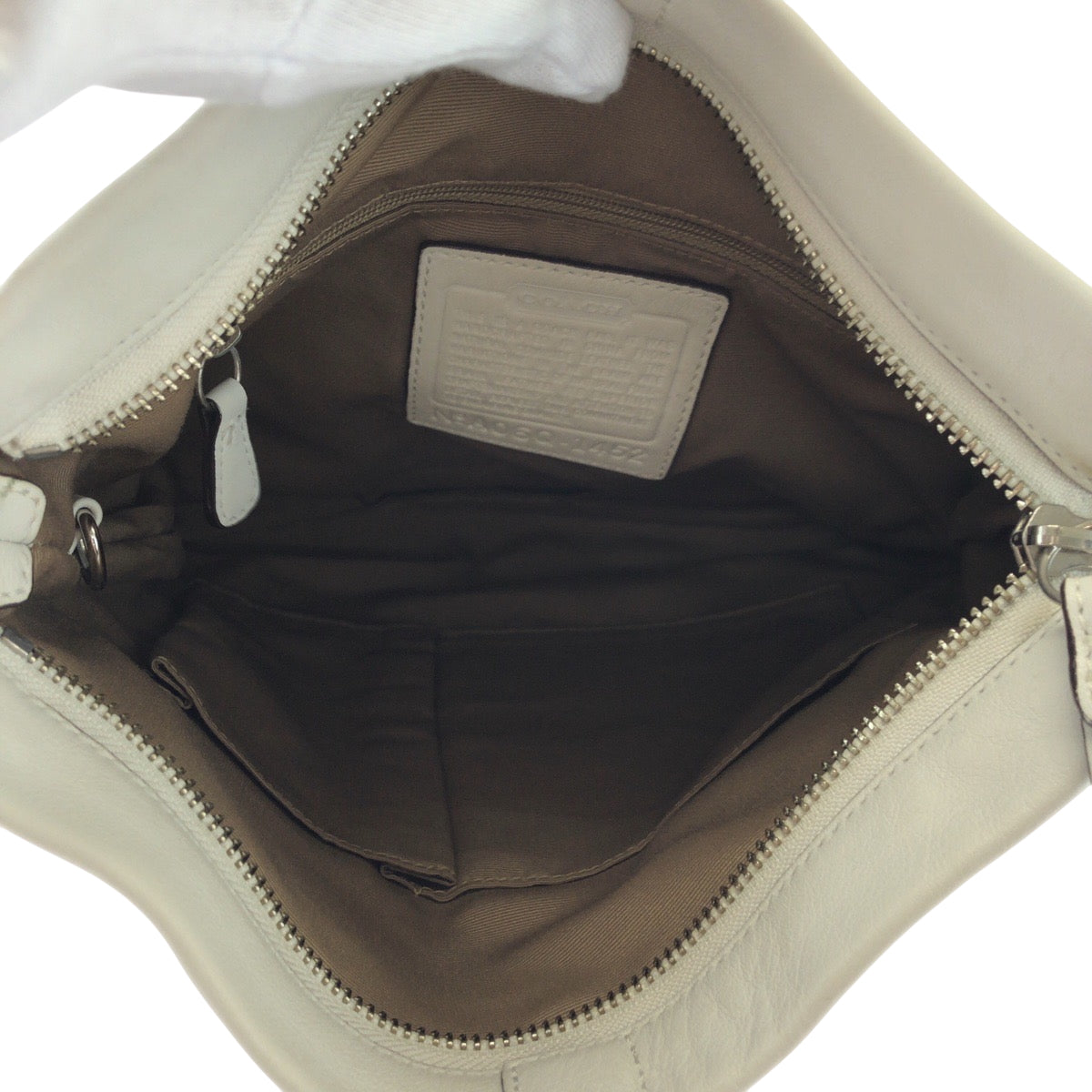 COACH コーチ ホワイト シルバー金具 レザー 1452 ショルダーバッグ  レディース ABP5