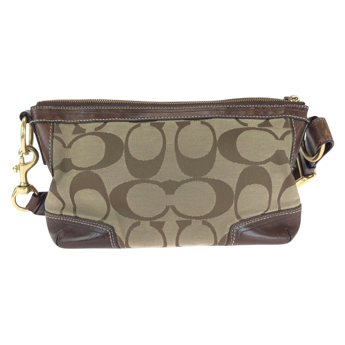 COACH コーチ シグネチャー ブラウン ベージュ ゴールド金具 キャンバス / レザー 11017 ショルダーバッグ ポシェット  レディース