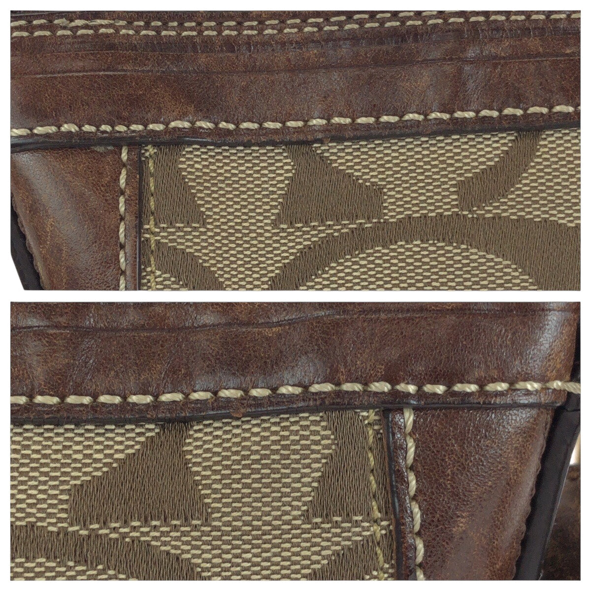 COACH コーチ シグネチャー ブラウン ベージュ ゴールド金具 キャンバス / レザー 11017 ショルダーバッグ ポシェット  レディース