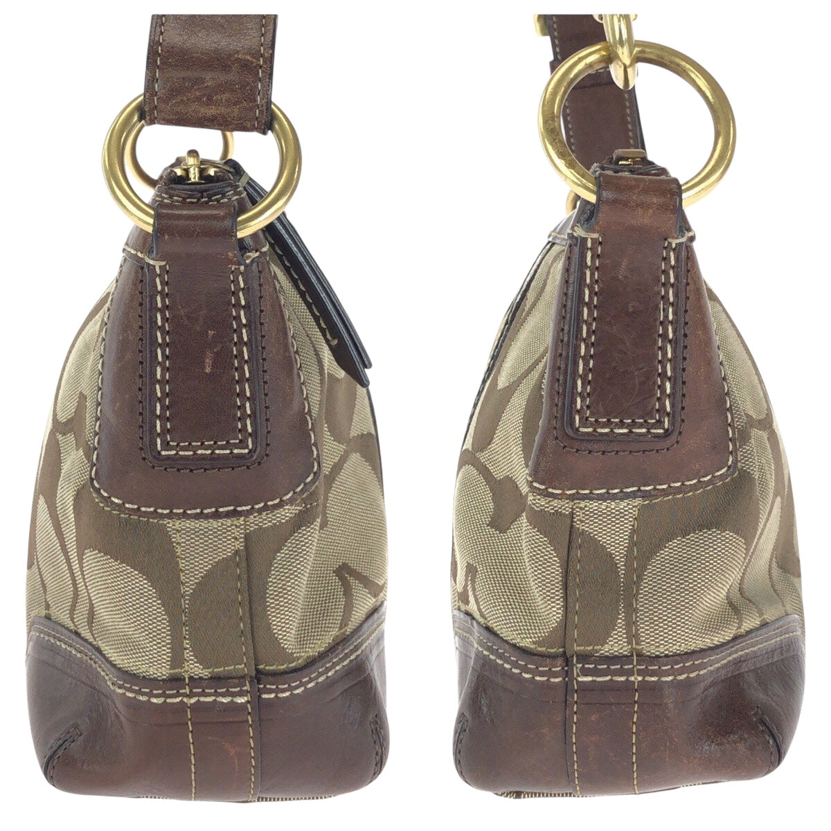 COACH コーチ シグネチャー ブラウン ベージュ ゴールド金具 キャンバス / レザー 11017 ショルダーバッグ ポシェット  レディース