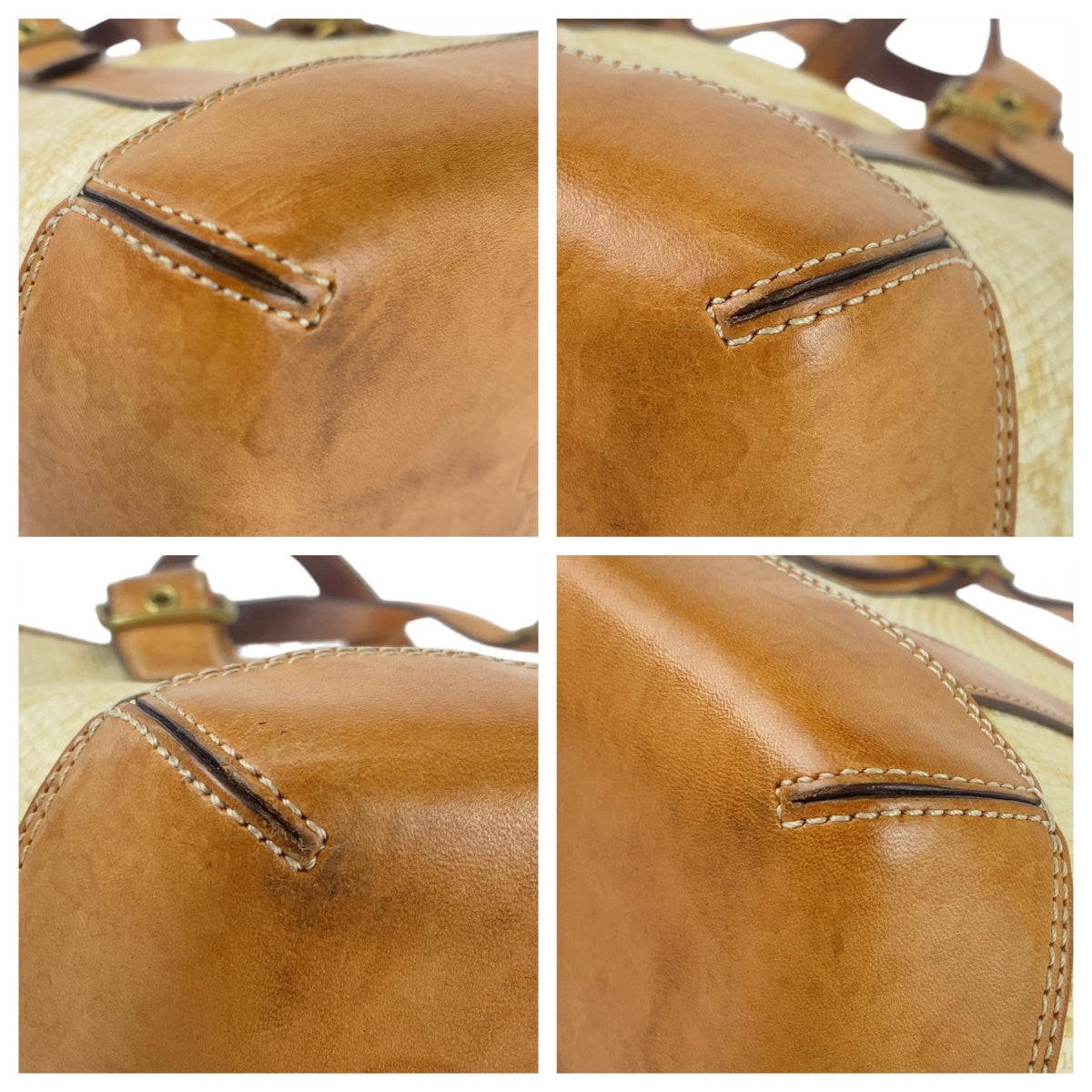 12079
 
COACH Signature Light Brown Camel Beige Gold Hardware Straw/Leather Tote Bag Shoulder Bag Handbag Women's