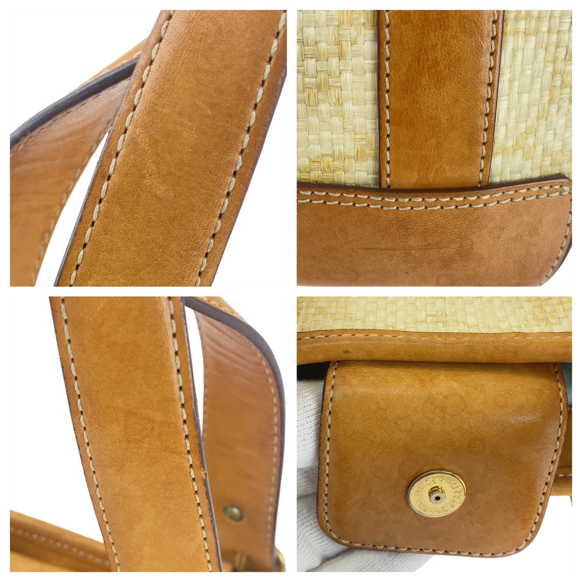 12079
 
COACH Signature Light Brown Camel Beige Gold Hardware Straw/Leather Tote Bag Shoulder Bag Handbag Women's