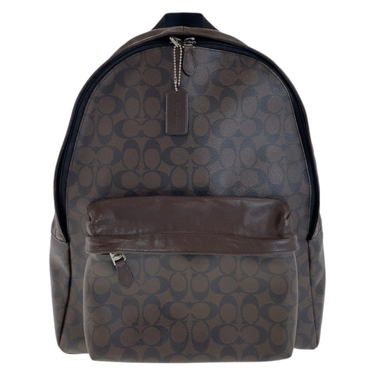 12925
COACH コーチ シグネチャー ブラウン シルバー金具 PVC / レザー リュック・デイパック バックパック  メンズ