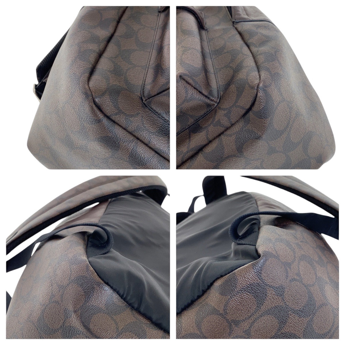 12925
COACH コーチ シグネチャー ブラウン シルバー金具 PVC / レザー リュック・デイパック バックパック  メンズ