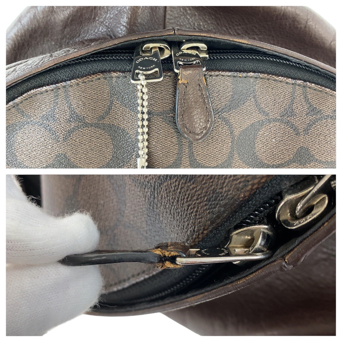 12925
COACH コーチ シグネチャー ブラウン シルバー金具 PVC / レザー リュック・デイパック バックパック  メンズ