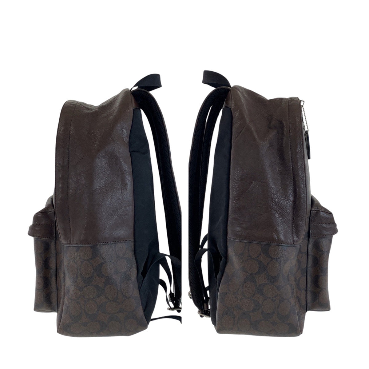 12925
COACH コーチ シグネチャー ブラウン シルバー金具 PVC / レザー リュック・デイパック バックパック  メンズ