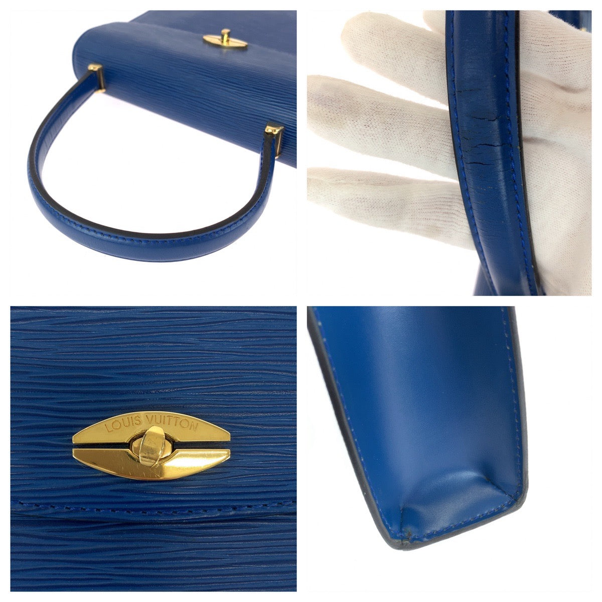 12075
LOUIS VUITTON ルイヴィトン ヴィンテージ エピ マルゼルブ トレドブルー ブルー ゴールド金具 エピレザー M52375 ハンドバッグ バニティバッグ  レディース