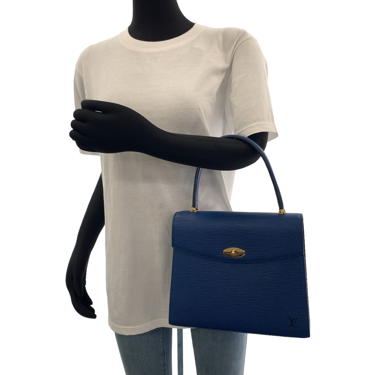 12075
LOUIS VUITTON ルイヴィトン ヴィンテージ エピ マルゼルブ トレドブルー ブルー ゴールド金具 エピレザー M52375 ハンドバッグ バニティバッグ  レディース
