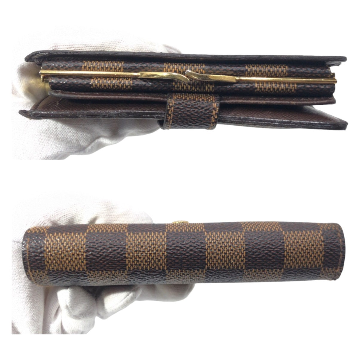 12812
LOUIS VUITTON ルイヴィトン ポルトフォイユ ヴィエノワ ダミエ エベヌ ブラウン ゴールド金具 PVC N61674 折財布 コンパクトウォレット がま口  レディース