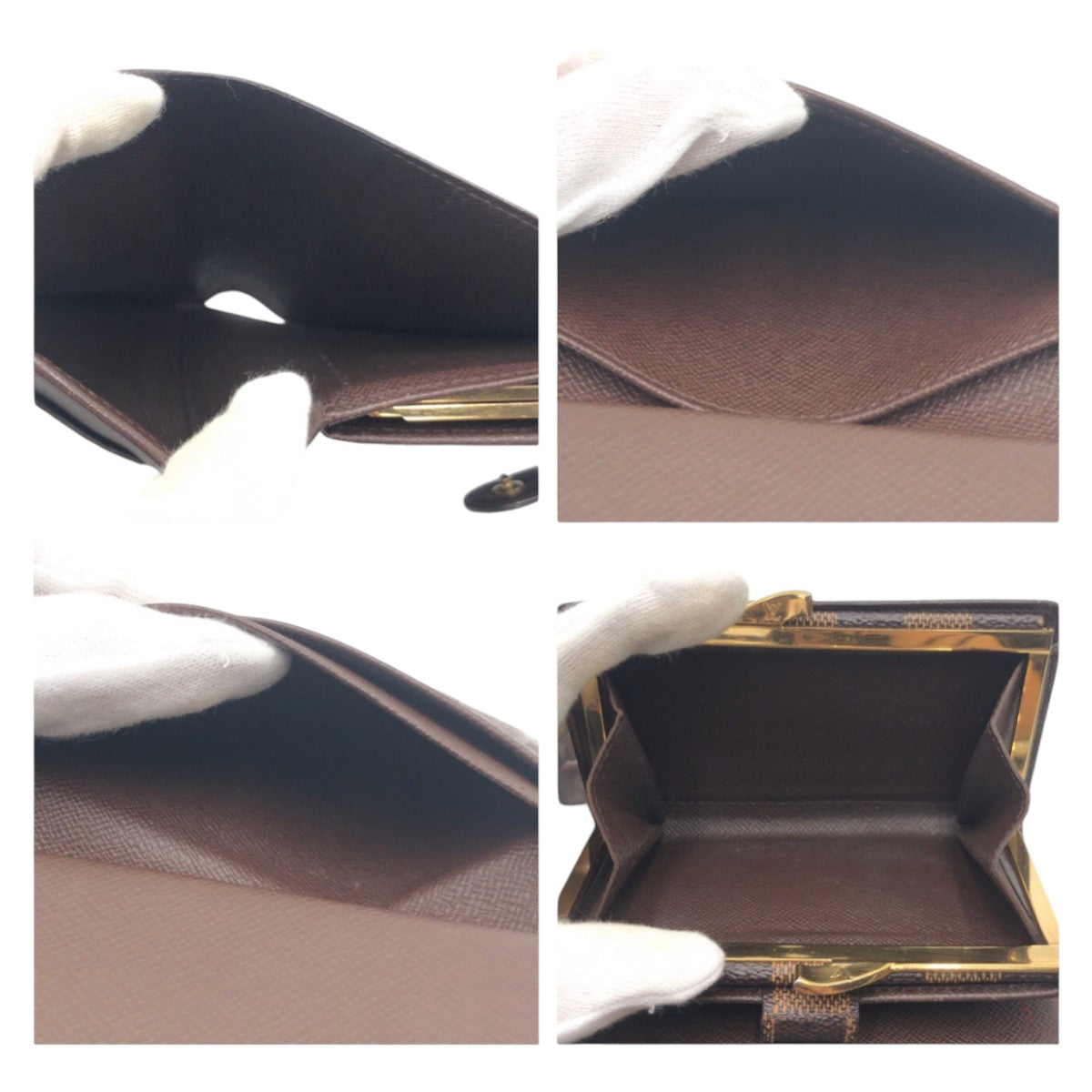 12812
LOUIS VUITTON ルイヴィトン ポルトフォイユ ヴィエノワ ダミエ エベヌ ブラウン ゴールド金具 PVC N61674 折財布 コンパクトウォレット がま口  レディース