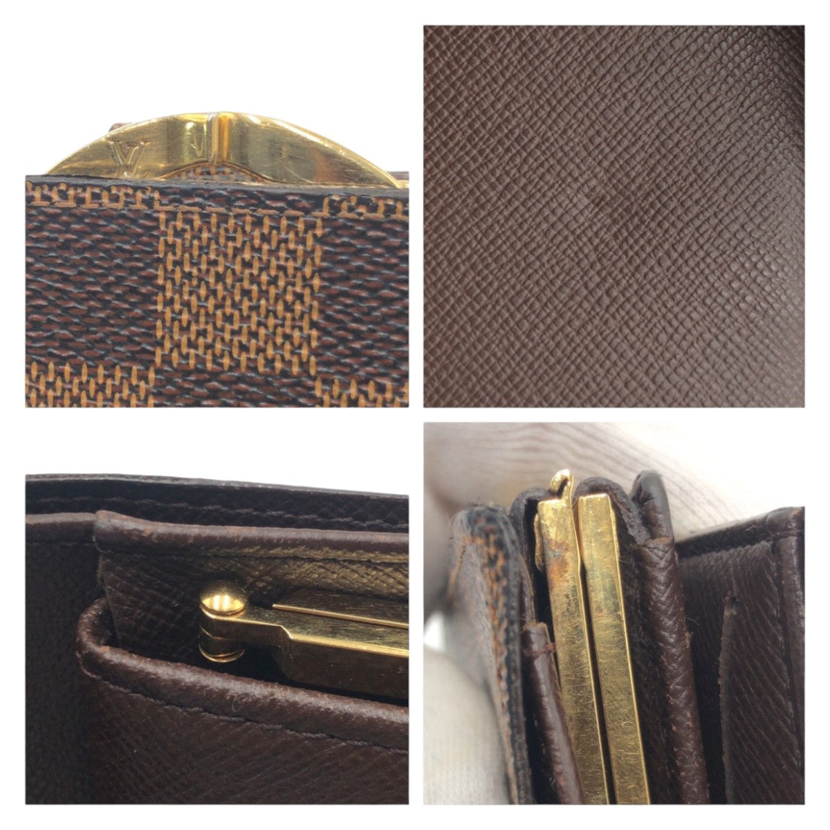 12812
LOUIS VUITTON ルイヴィトン ポルトフォイユ ヴィエノワ ダミエ エベヌ ブラウン ゴールド金具 PVC N61674 折財布 コンパクトウォレット がま口  レディース