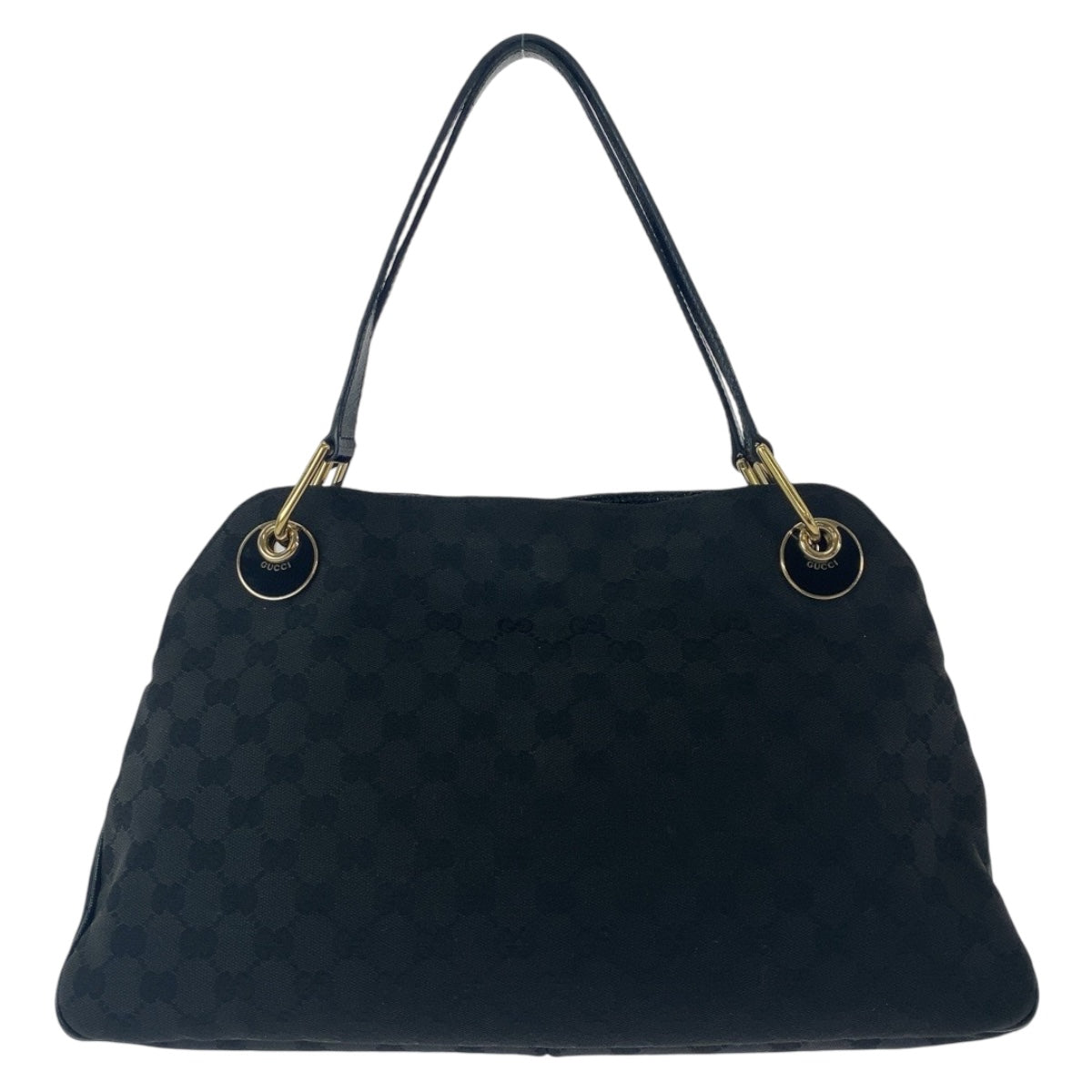 12072
GUCCI グッチ ブラック 黒 ゴールド金具 GGキャンバス / レザー 121023 トートバッグ ショルダーバッグ  レディース