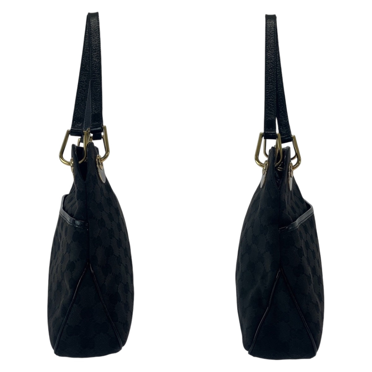 12072
GUCCI グッチ ブラック 黒 ゴールド金具 GGキャンバス / レザー 121023 トートバッグ ショルダーバッグ  レディース