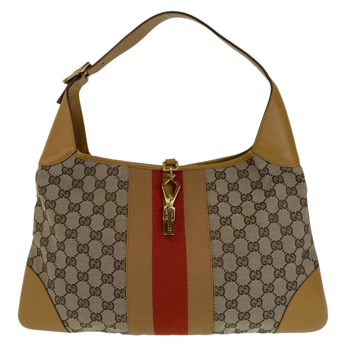 GUCCI グッチ ジャッキー シェリーライン ベージュ キャメル ゴールド金具 GGキャンバス 001.4075 ショルダーバッグ  レディース