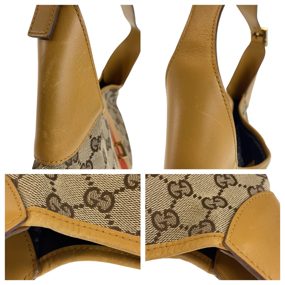 GUCCI グッチ ジャッキー シェリーライン ベージュ キャメル ゴールド金具 GGキャンバス 001.4075 ショルダーバッグ  レディース