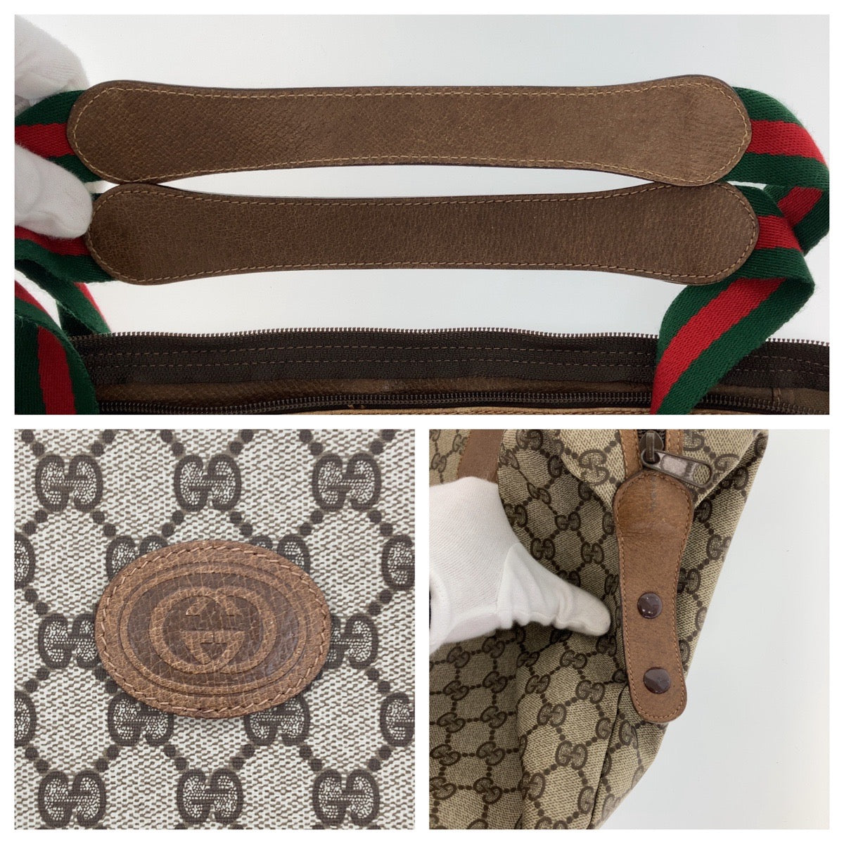 12070
GUCCI グッチ ヴィンテージ オールドグッチ シェリーライン インターロッキング ブラウン グレー GGスプリームキャンバス / レザー 89 19 012 ボストンバッグ 男女兼用  レディース