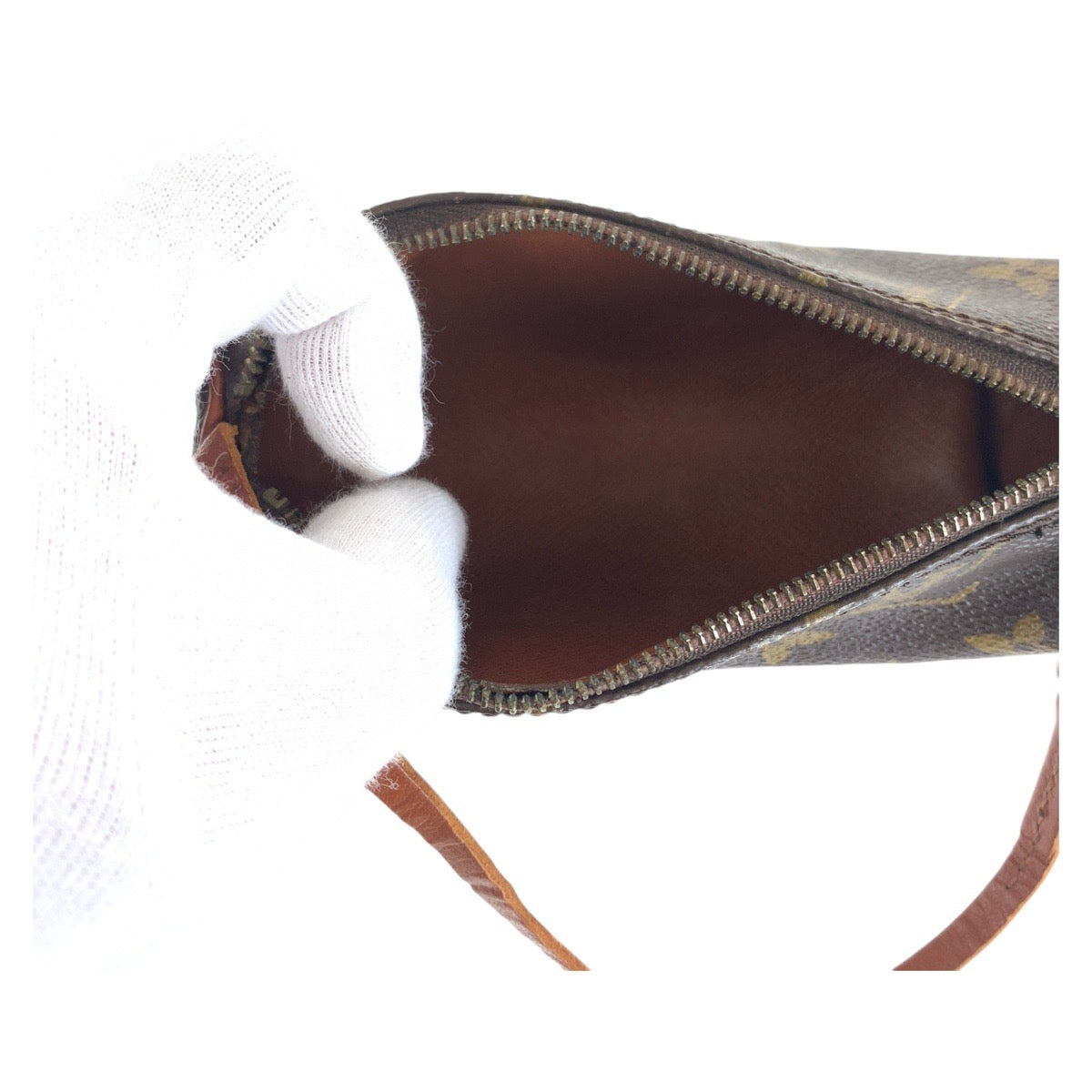 LOUIS VUITTON ルイヴィトン モノグラム パピヨン ポーチのみ ブラウン シルバー金具 PVC / レザー M51365 ハンドバッグ アクセサリーポーチ  レディース