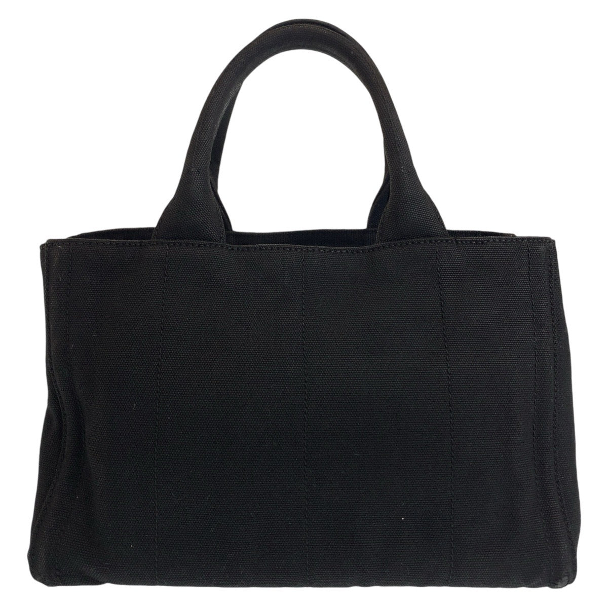 PRADA Prada Studs, Bijou, Canapa, Triangle Logo Plate, Black, Gold Hardware, Canvas Tote Bag, Handbag, Women's