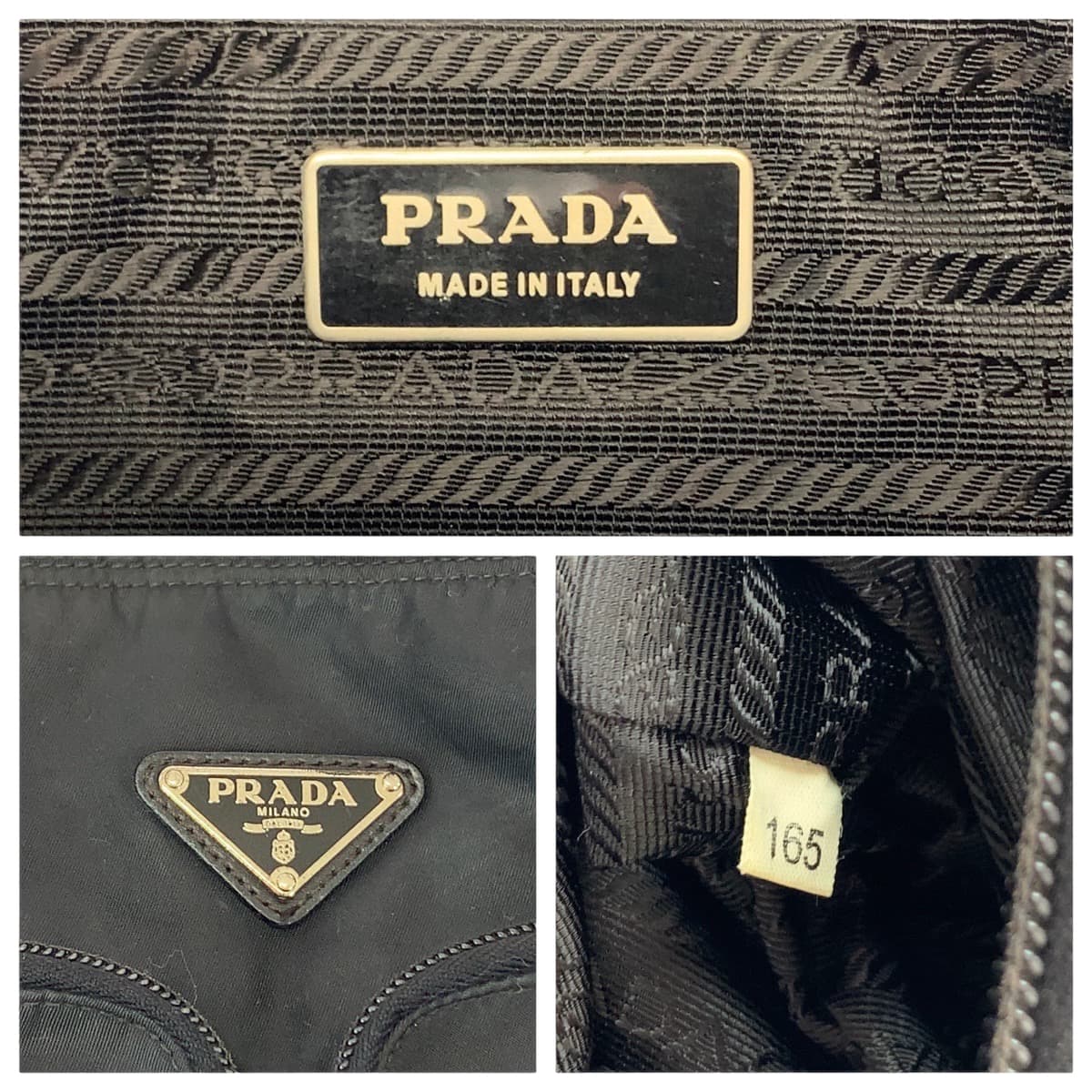12062
PRADA プラダ テスート 三角ロゴプレート 男女兼用 ブラック 黒 シルバー金具 ナイロン ショルダーバッグ メッセンジャーバッグ  メンズ