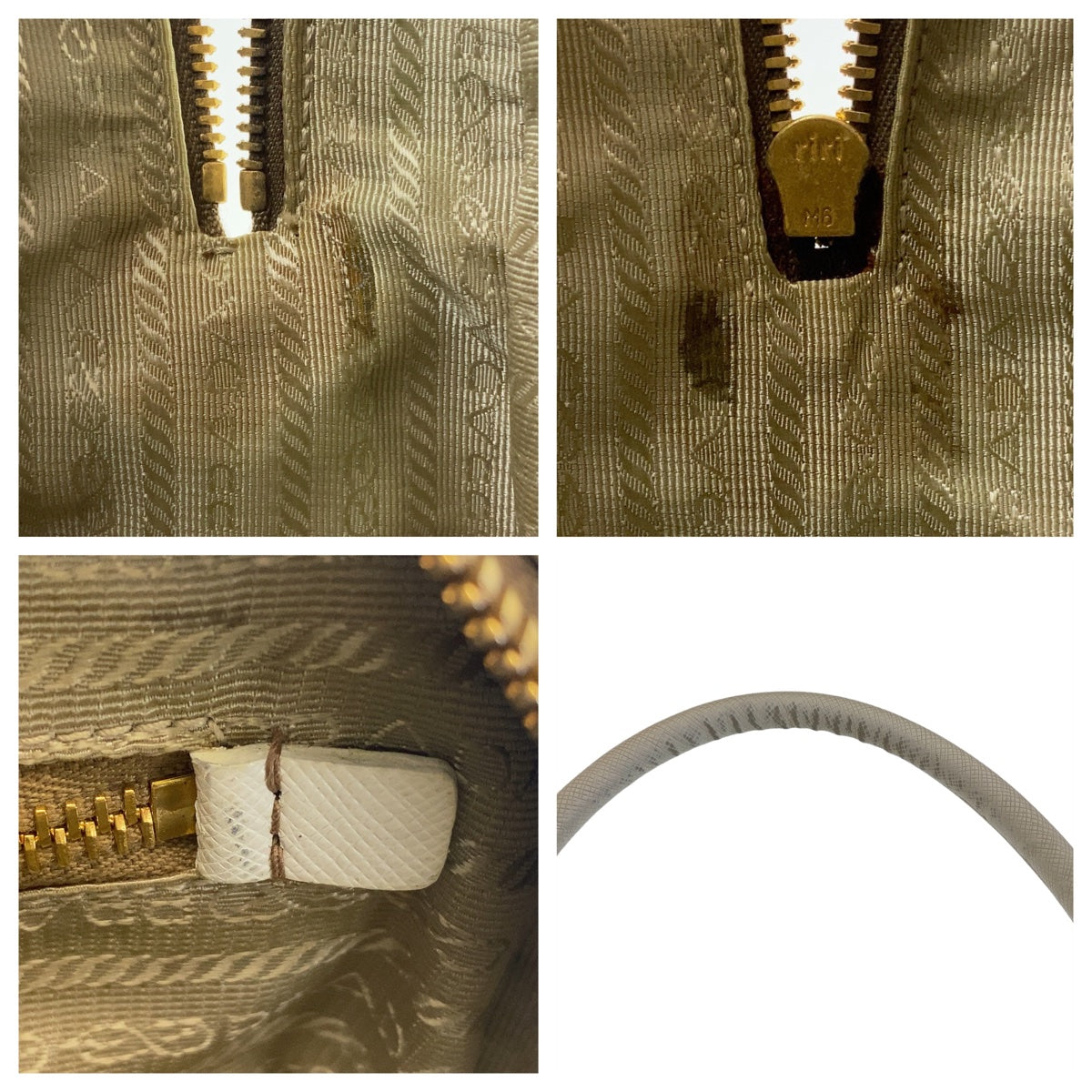 PRADA Prada Saffiano Triangle Logo Plate White Gold Hardware Leather Handbag Shoulder Bag Women's