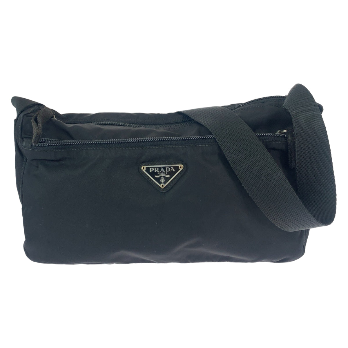 112061
PRADA プラダ テスート 三角ロゴプレート ブラック 黒 シルバー金具 ナイロン B10140 斜め掛け ショルダーバッグ ポシェット  レディース