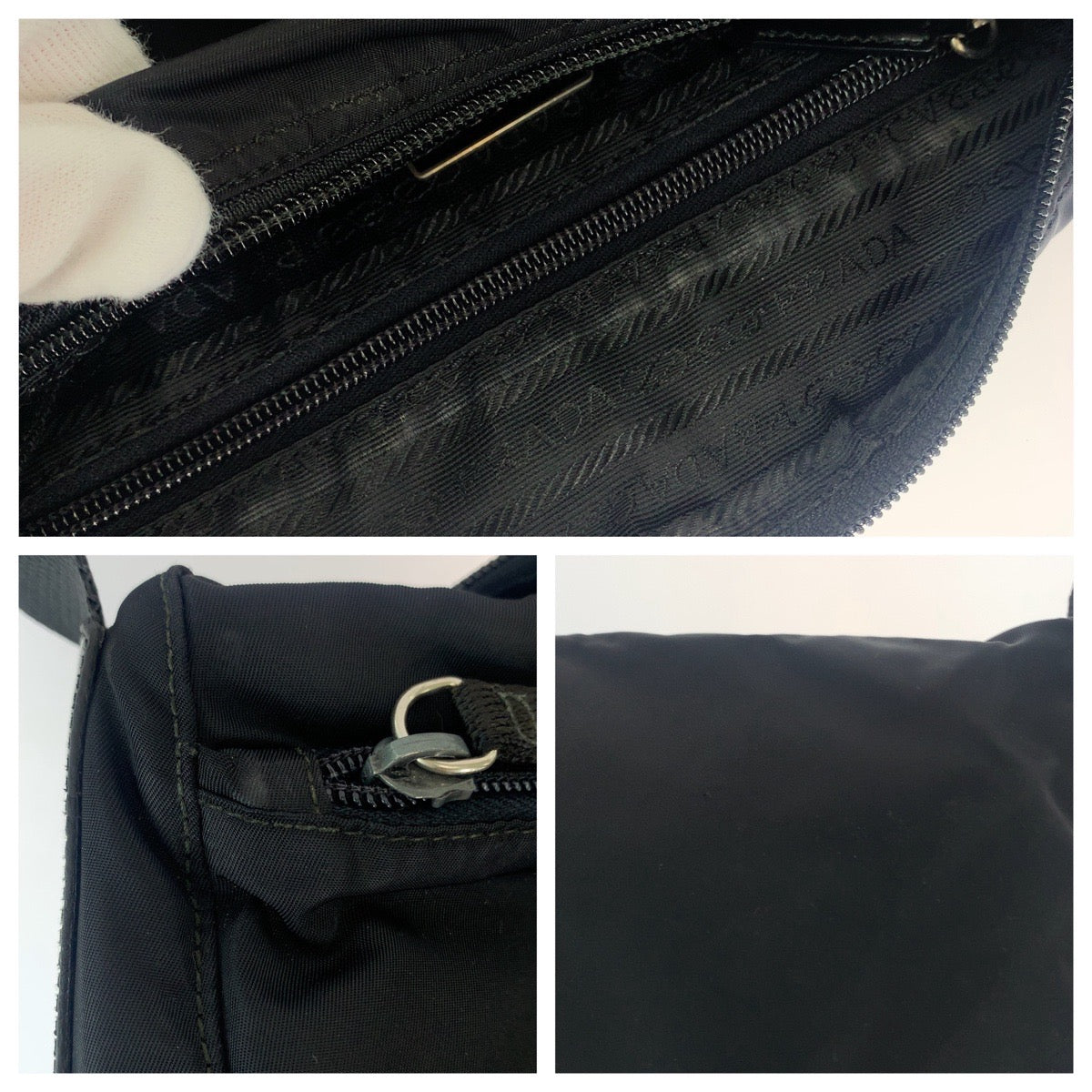 112061
PRADA プラダ テスート 三角ロゴプレート ブラック 黒 シルバー金具 ナイロン B10140 斜め掛け ショルダーバッグ ポシェット  レディース