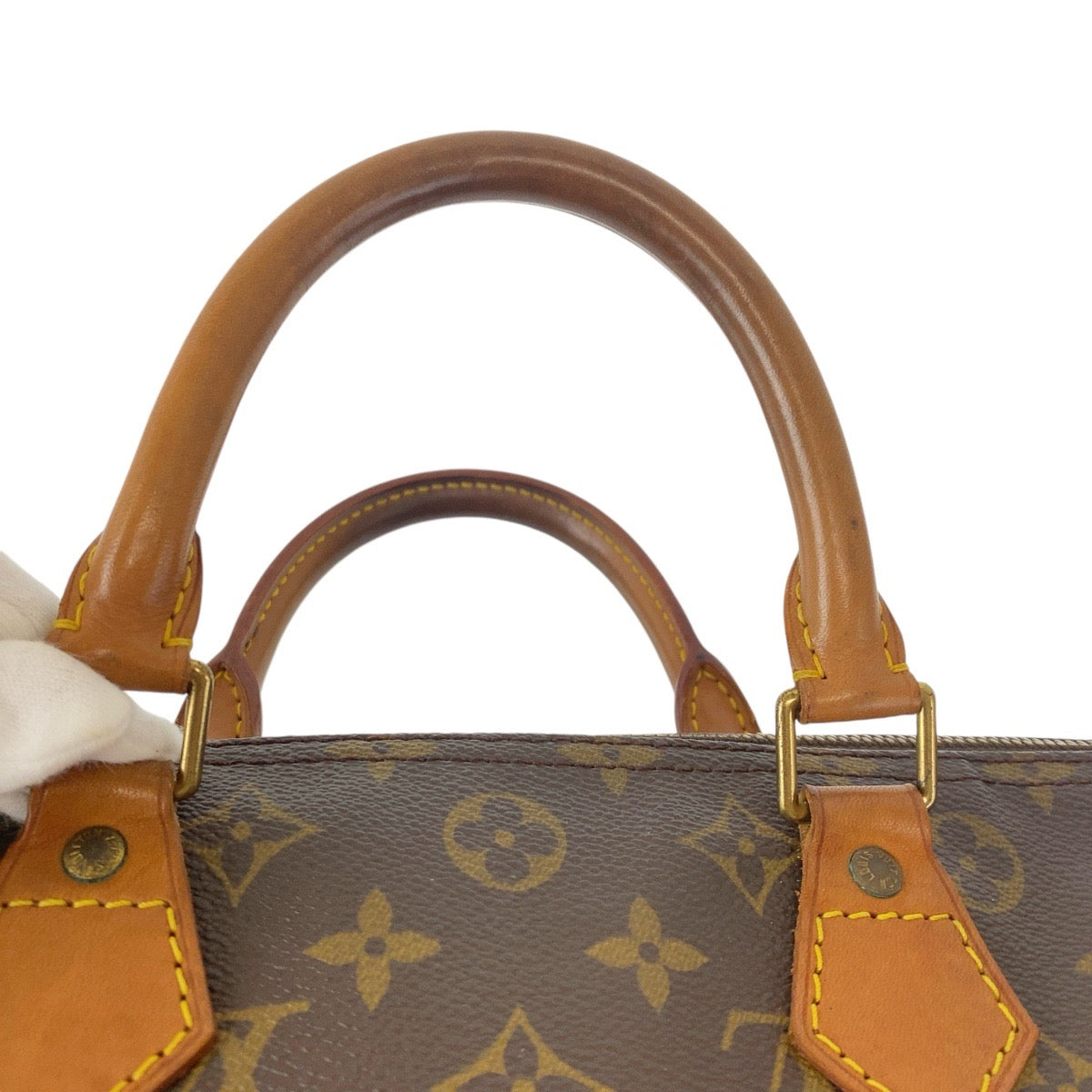 112059
LOUIS VUITTON ルイヴィトン モノグラム スピーディー30 ブラウン ゴールド金具 PVC / レザー M41526 ハンドバッグ ボストン  レディース