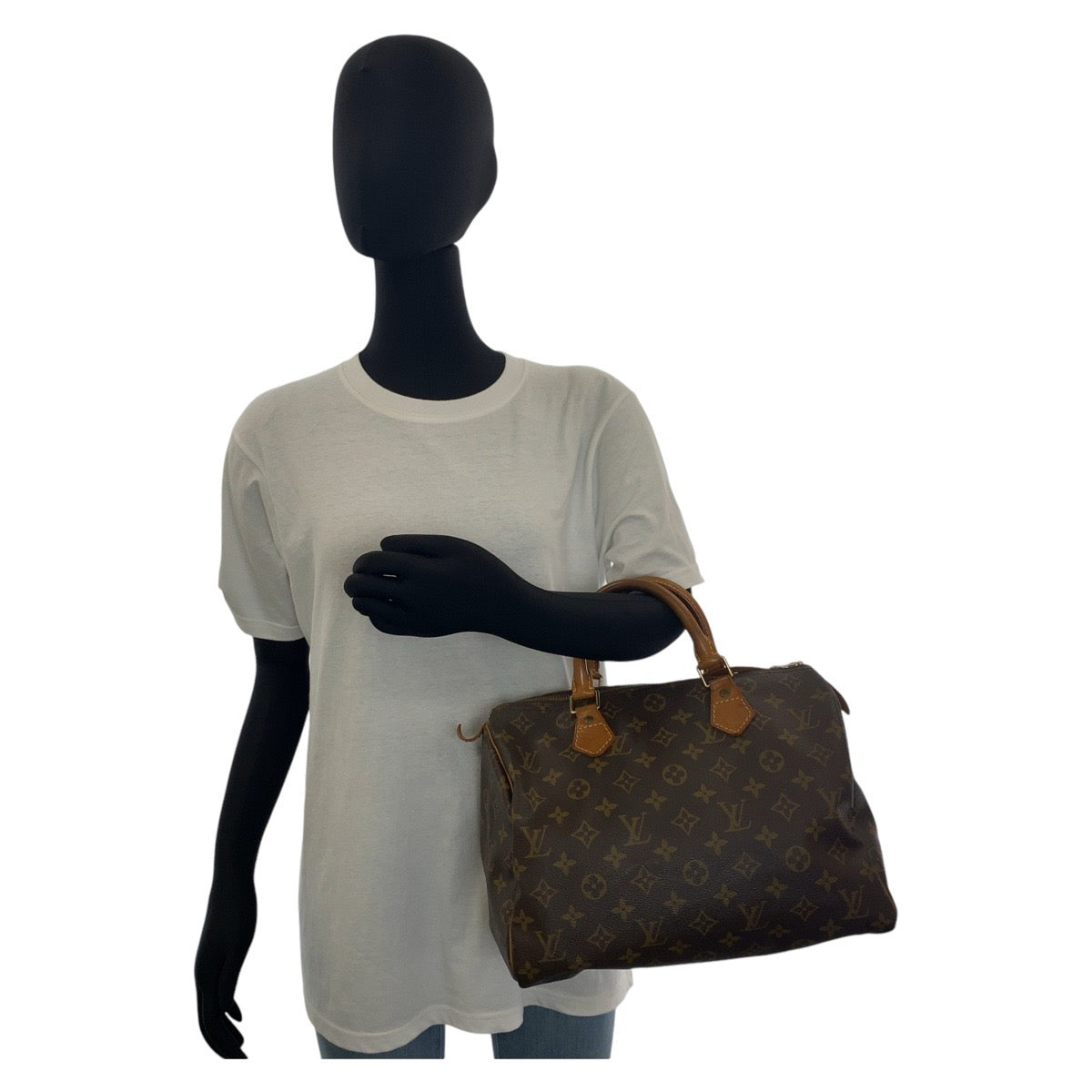 112059
LOUIS VUITTON ルイヴィトン モノグラム スピーディー30 ブラウン ゴールド金具 PVC / レザー M41526 ハンドバッグ ボストン  レディース