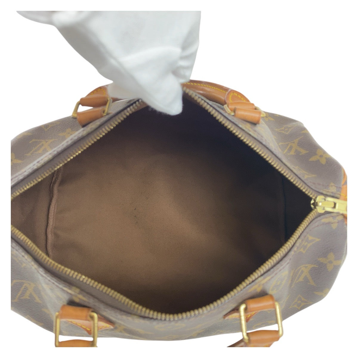 112059
LOUIS VUITTON ルイヴィトン モノグラム スピーディー30 ブラウン ゴールド金具 PVC / レザー M41526 ハンドバッグ ボストン  レディース