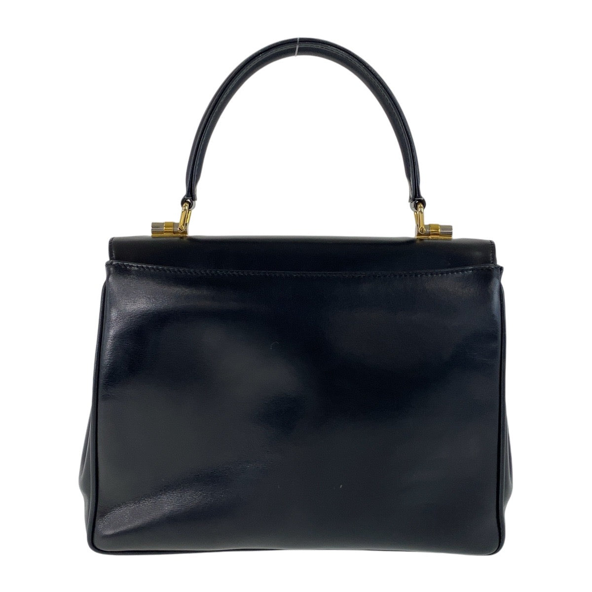 12928
GUCCI グッチ ヴィンテージ オールドグッチ ブラック 黒 ゴールド金具 レザー ハンドバッグ  レディース