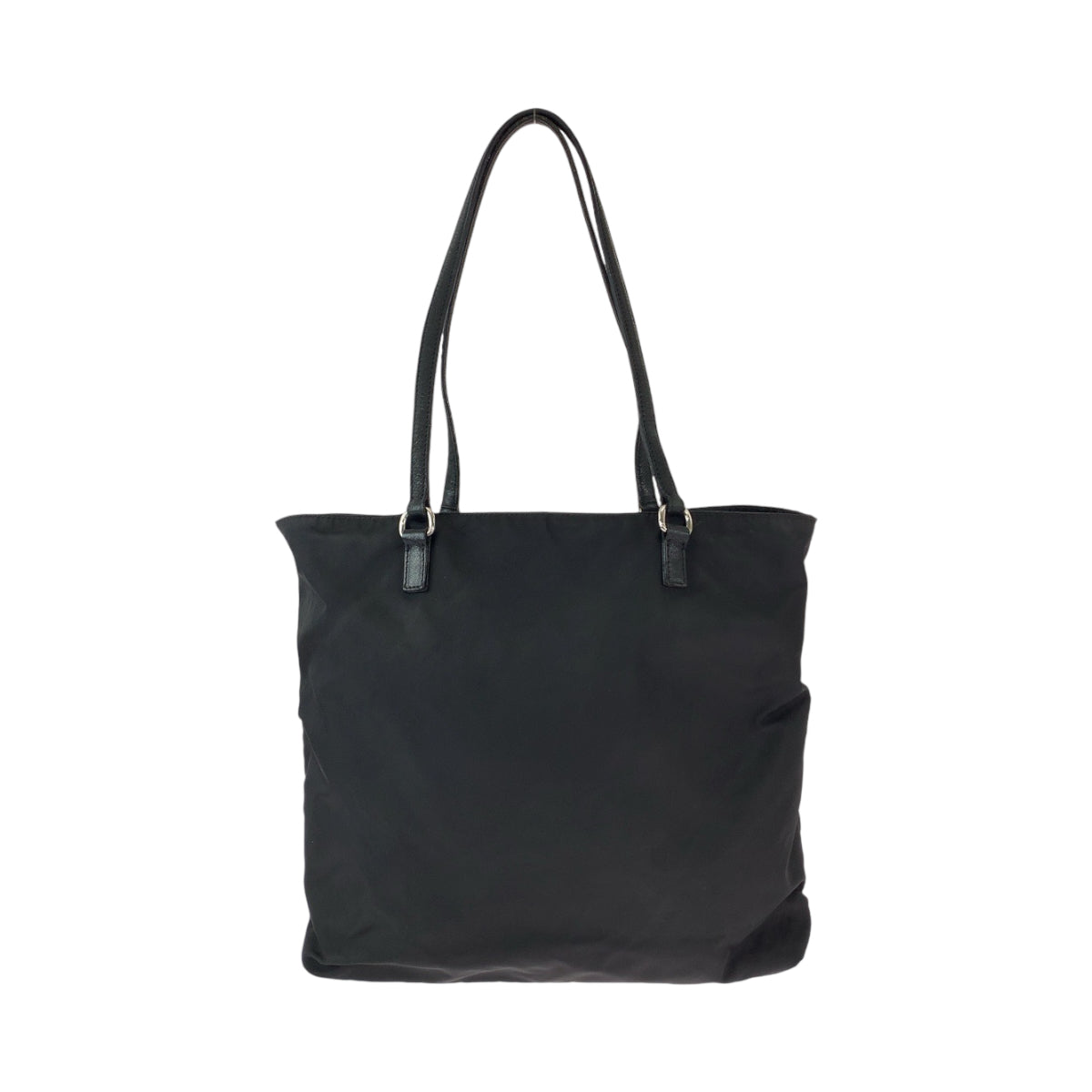 12929
PRADA プラダ テスート ビッグロゴ 三角ロゴプレート ブラック 黒 シルバー金具 ナイロン トートバッグ ショルダーバッグ  レディース