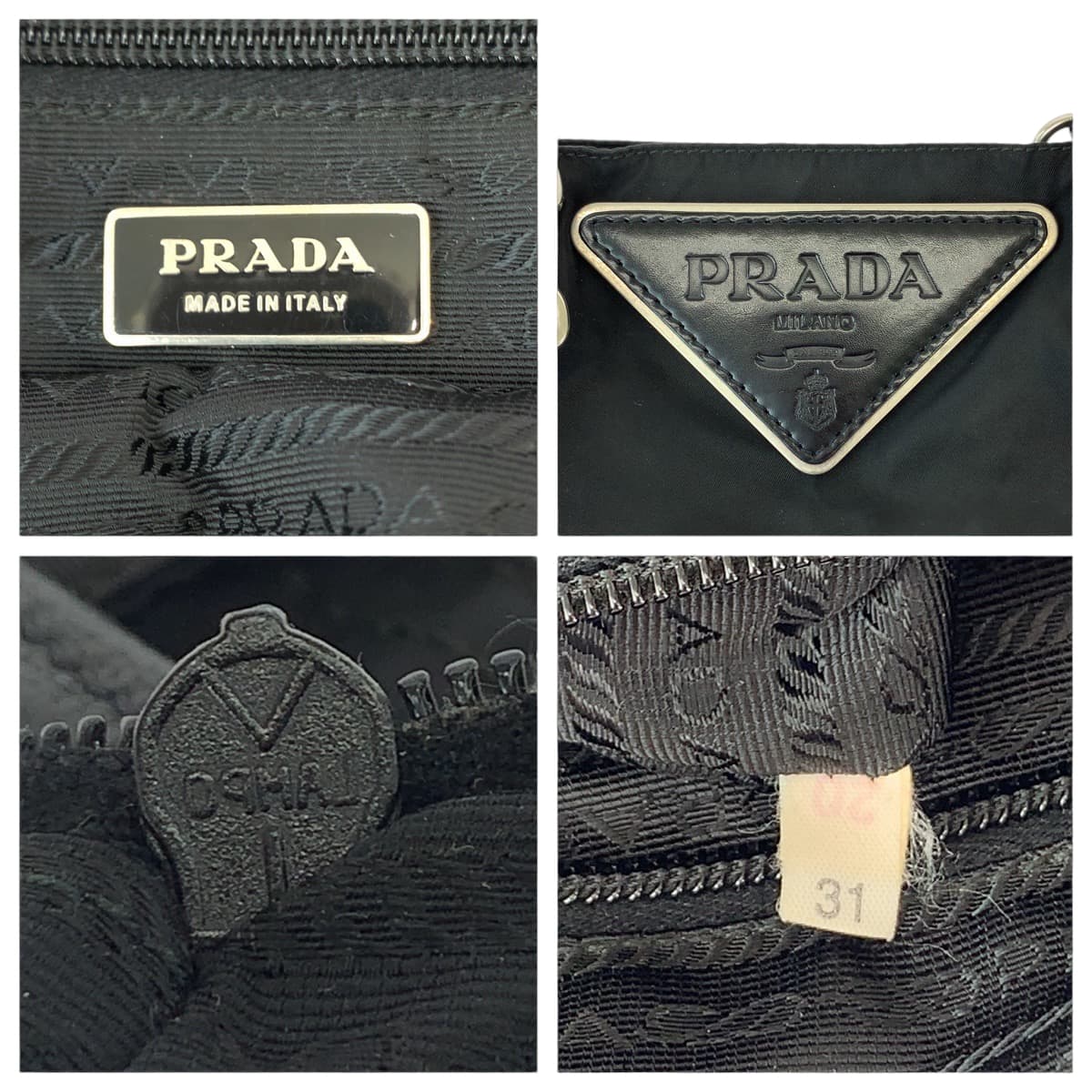 12929
PRADA プラダ テスート ビッグロゴ 三角ロゴプレート ブラック 黒 シルバー金具 ナイロン トートバッグ ショルダーバッグ  レディース