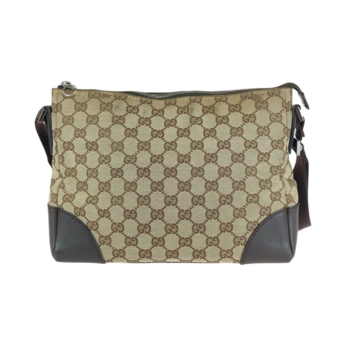 12930
GUCCI グッチ ブラウン ベージュ シルバー金具 GGキャンバス / レザー 114273 ショルダーバッグ ポシェット  レディース