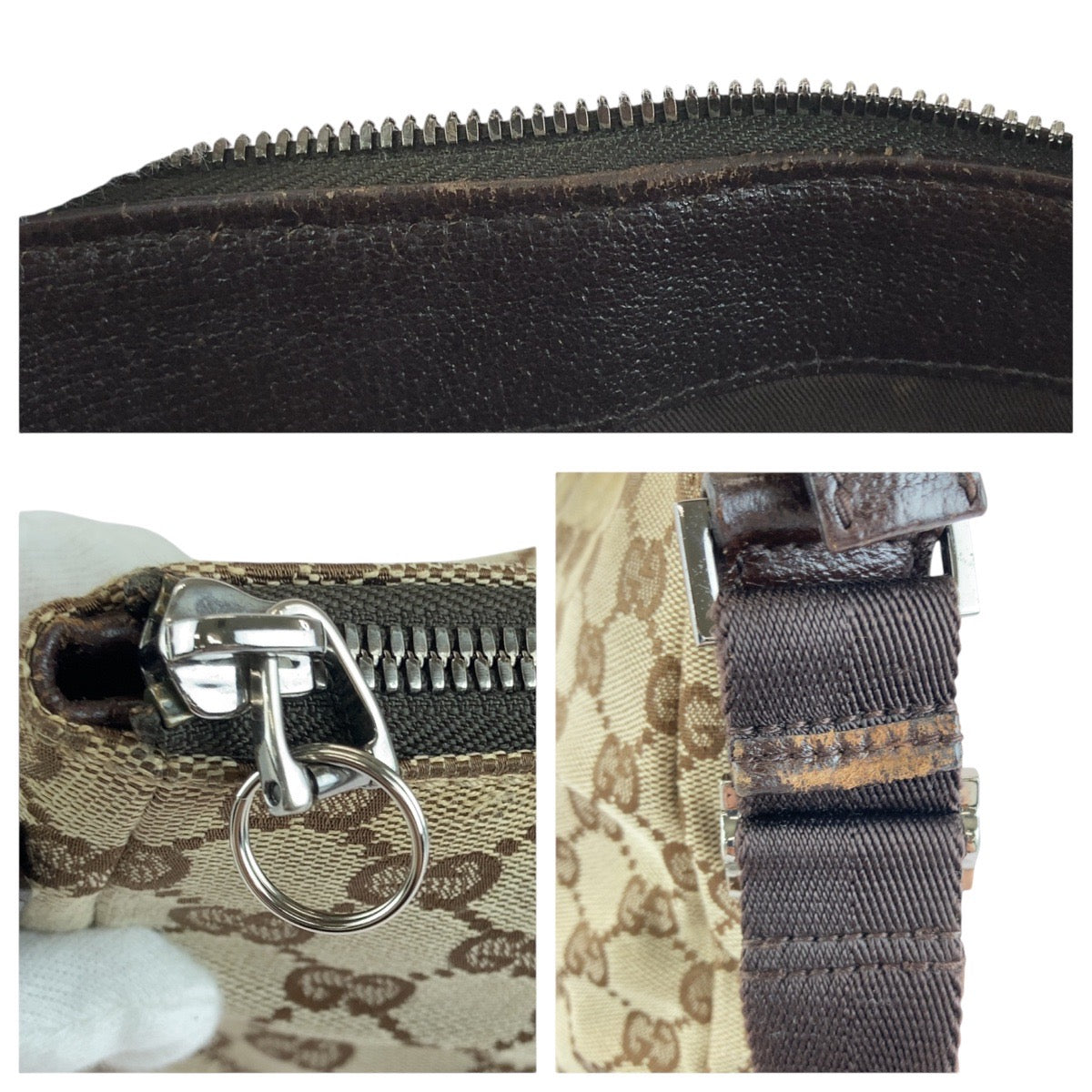 12930
GUCCI グッチ ブラウン ベージュ シルバー金具 GGキャンバス / レザー 114273 ショルダーバッグ ポシェット  レディース