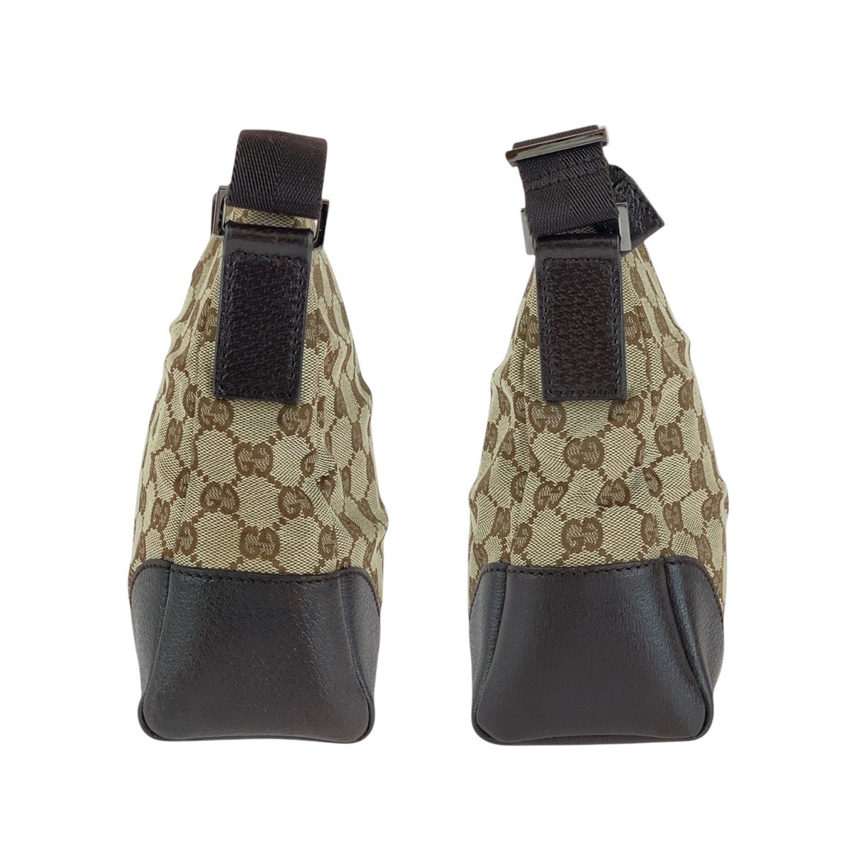 12930
GUCCI グッチ ブラウン ベージュ シルバー金具 GGキャンバス / レザー 114273 ショルダーバッグ ポシェット  レディース