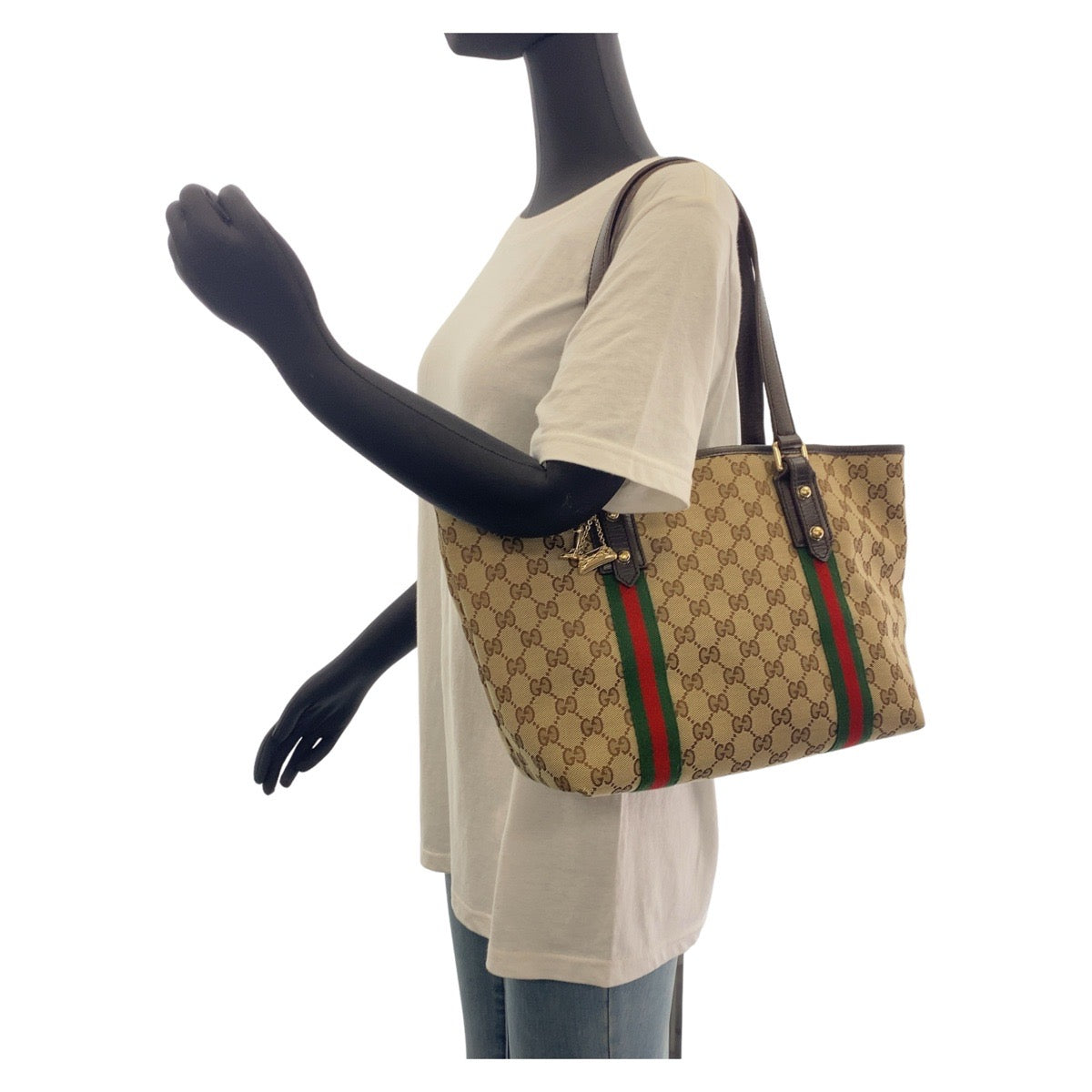 GUCCI グッチ シェリーライン ブラウン ベージュ ゴールド金具 GGキャンバス / レザー 137396 トートバッグ ショルダーバッグ  レディース