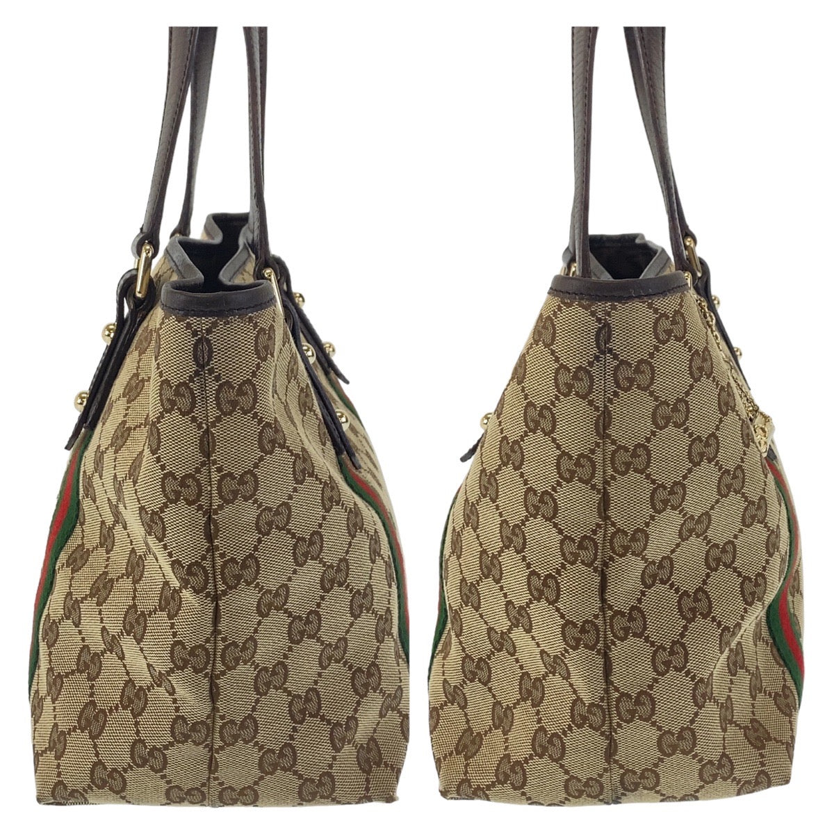 GUCCI グッチ シェリーライン ブラウン ベージュ ゴールド金具 GGキャンバス / レザー 137396 トートバッグ ショルダーバッグ  レディース